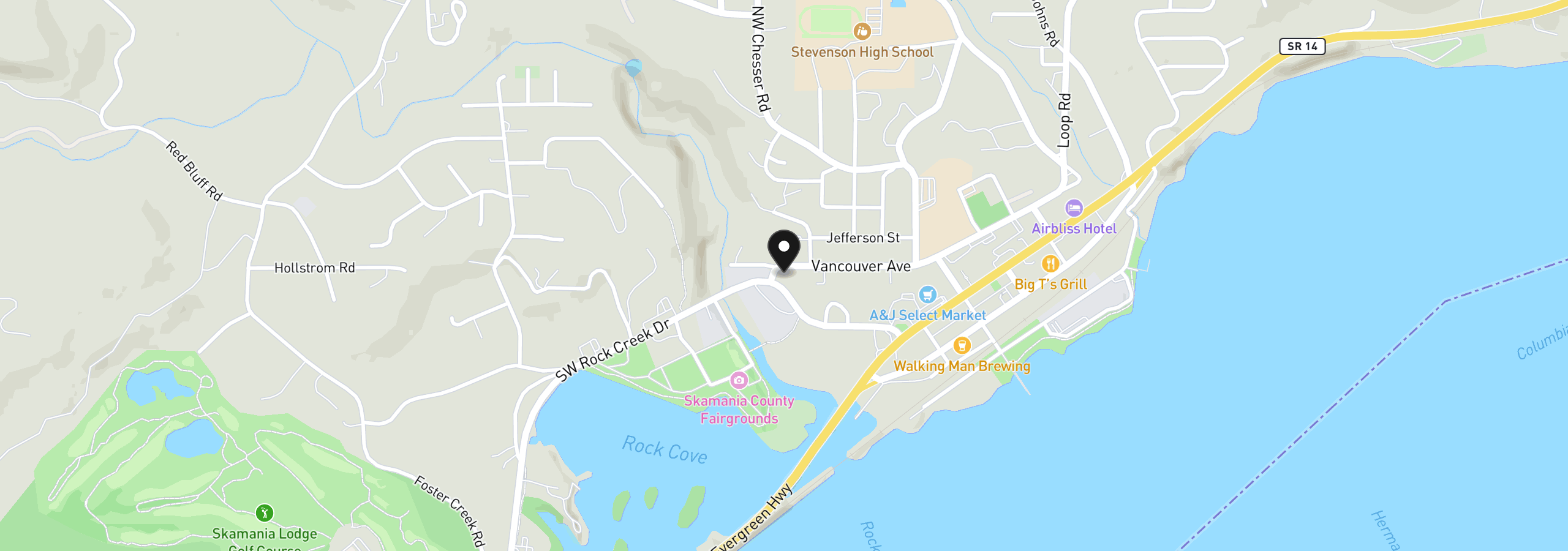 Map showing the location of 547 SW Rock Creek Dr, Stevenson, Wa 98648