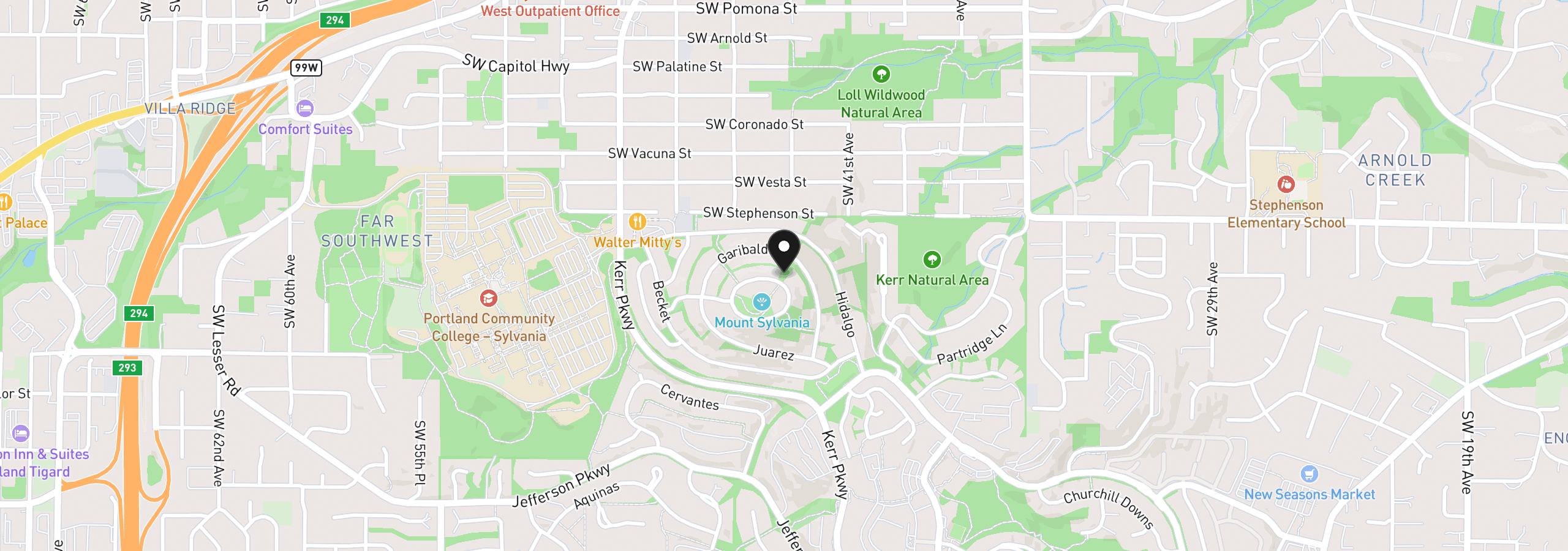 Map showing the location of 45 Nansen Smt 4, Lake Oswego, OR 97035
