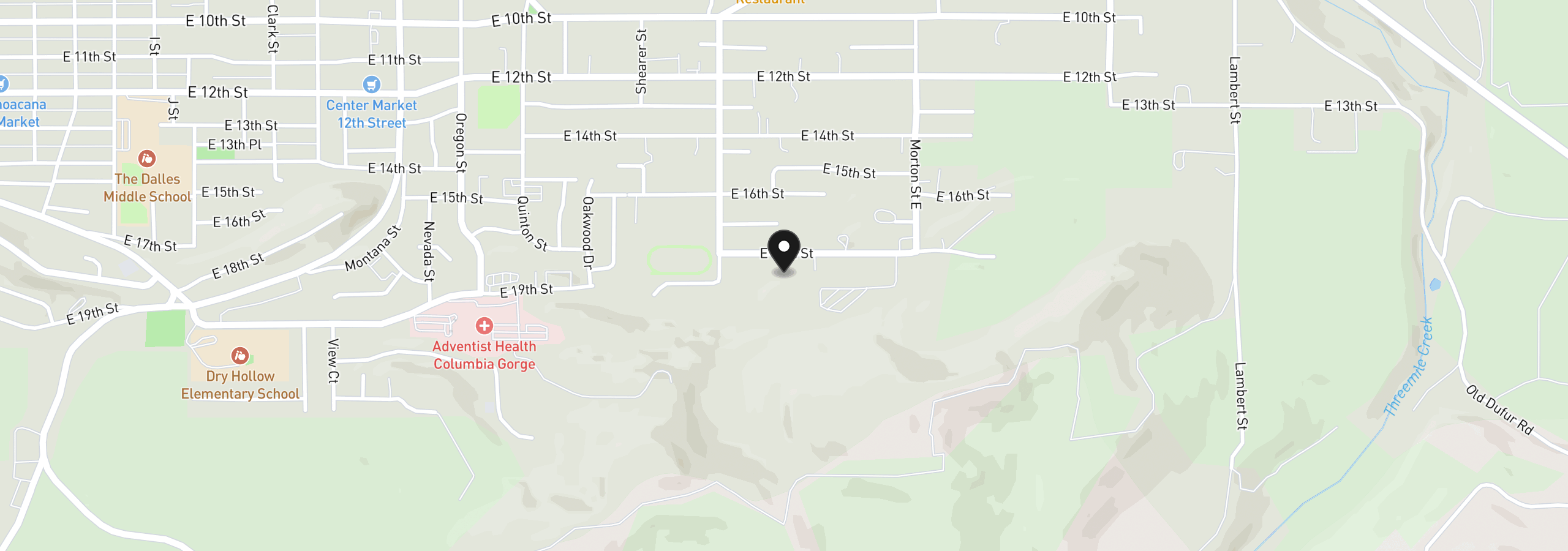 Map showing the location of 0 E 18th St Parcel2, The Dalles, OR 97058