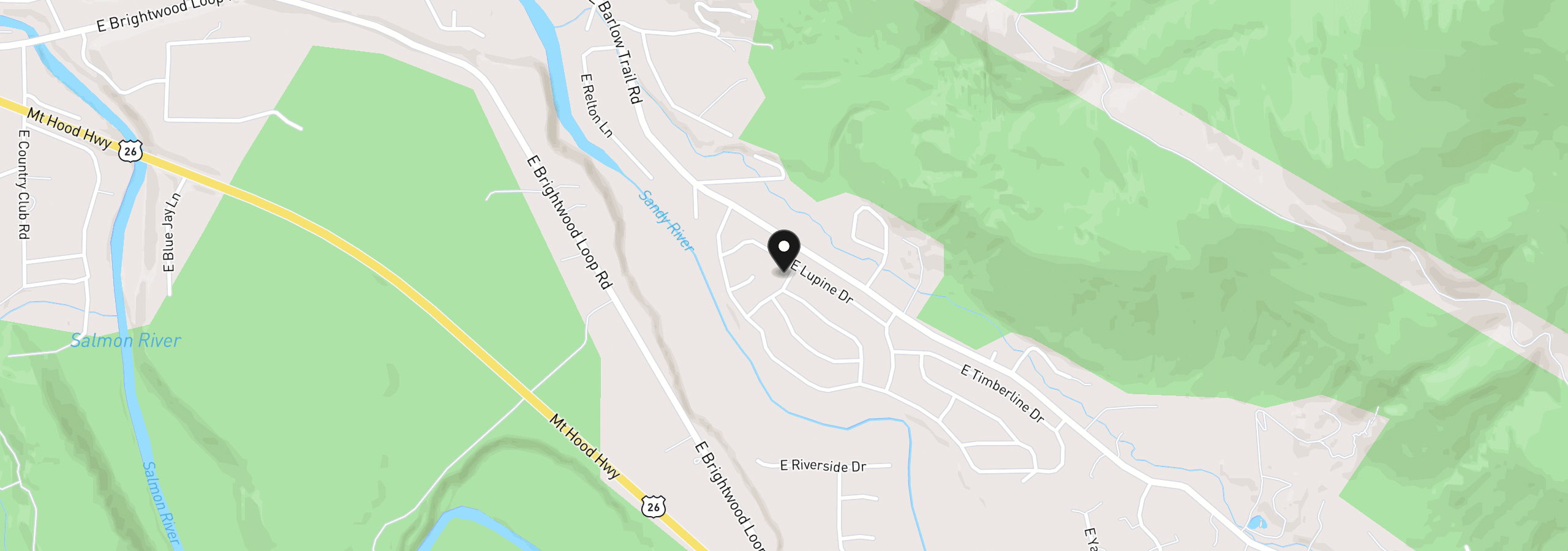 Map showing the location of 21383 E Meadow Crest Dr, Rhododendron, OR 97049