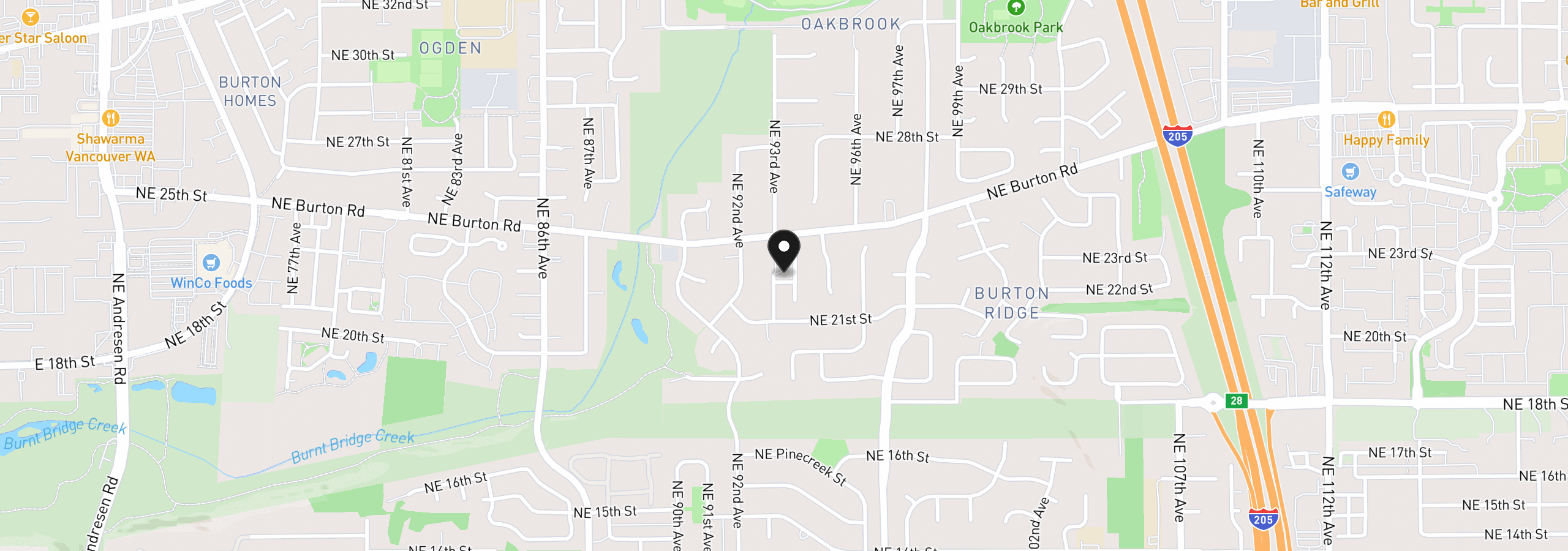 Map showing the location of 2209 NE 93rd Ct, Vancouver, Wa 98664