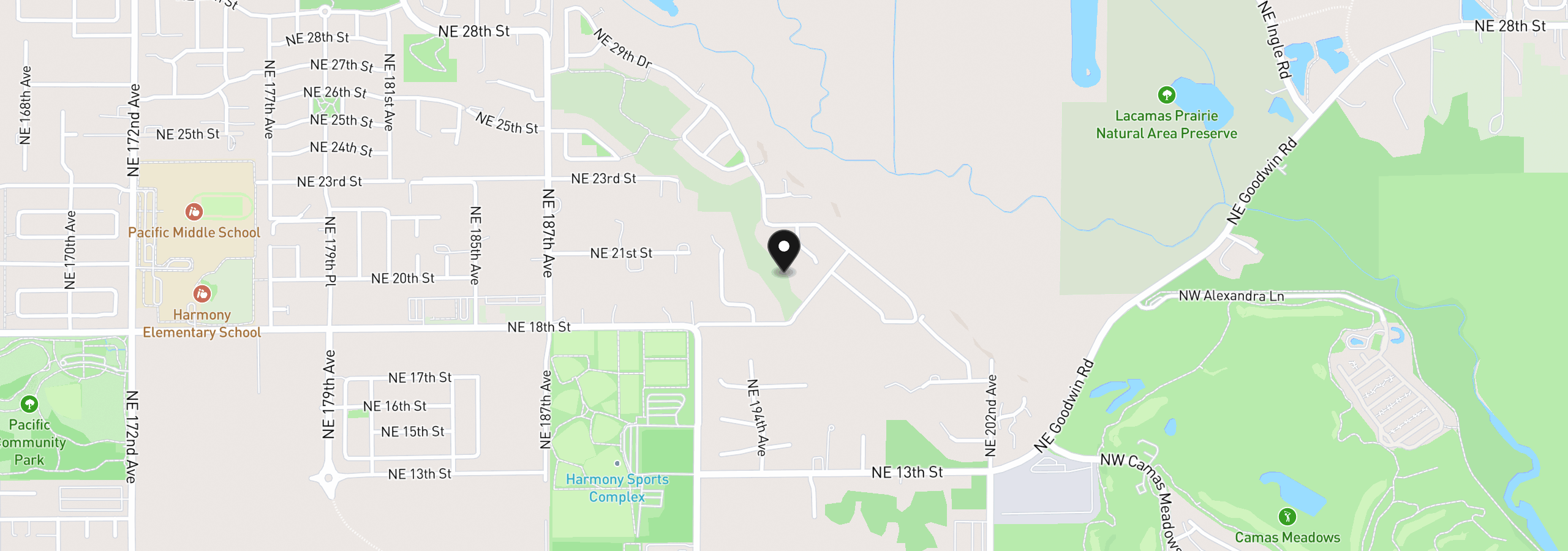 Map showing the location of 1829 N 195th Ave, Vancouver, Wa 98684