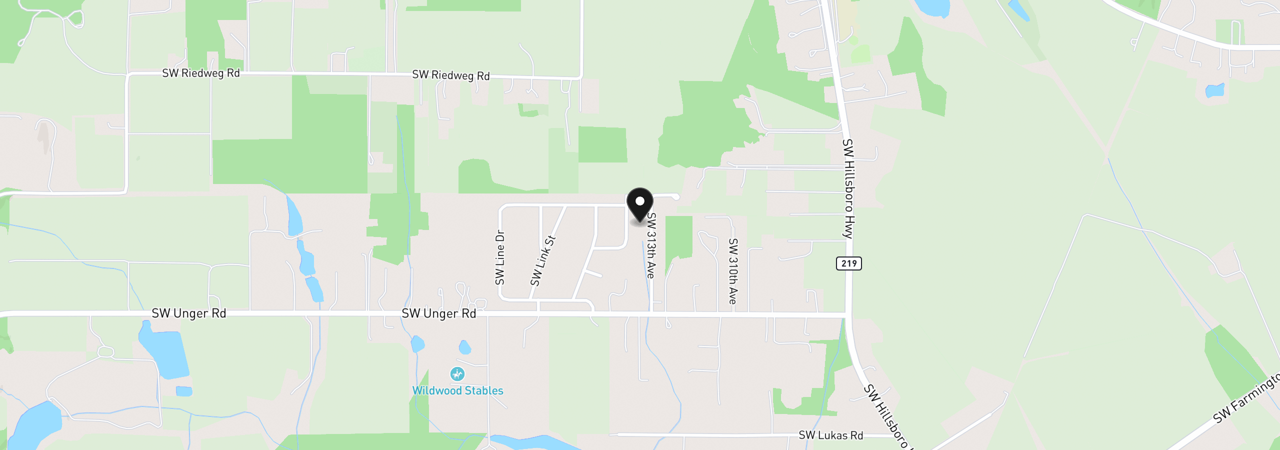 Map showing the location of 9135 SW 313th Ave, Cornelius, OR 97113