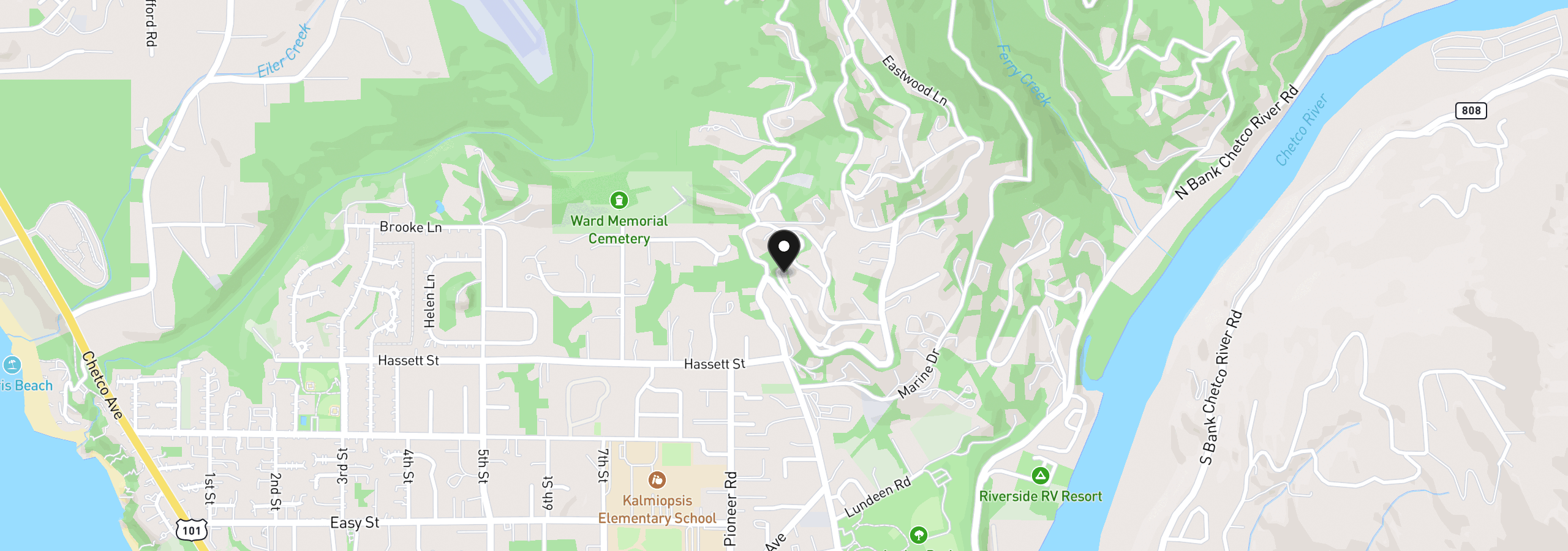 Map showing the location of 845 Marina Heights Rd, Brookings, OR 97415