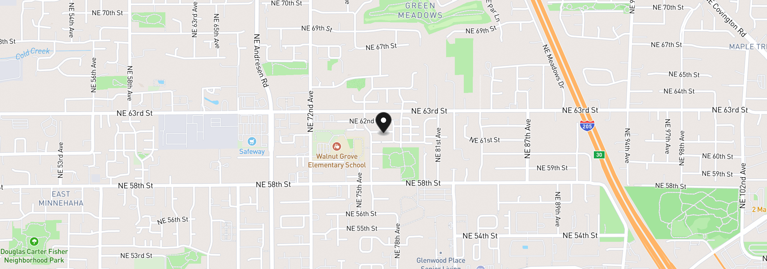 Map showing the location of 7631 NE 61st Way, Vancouver, Wa 98662