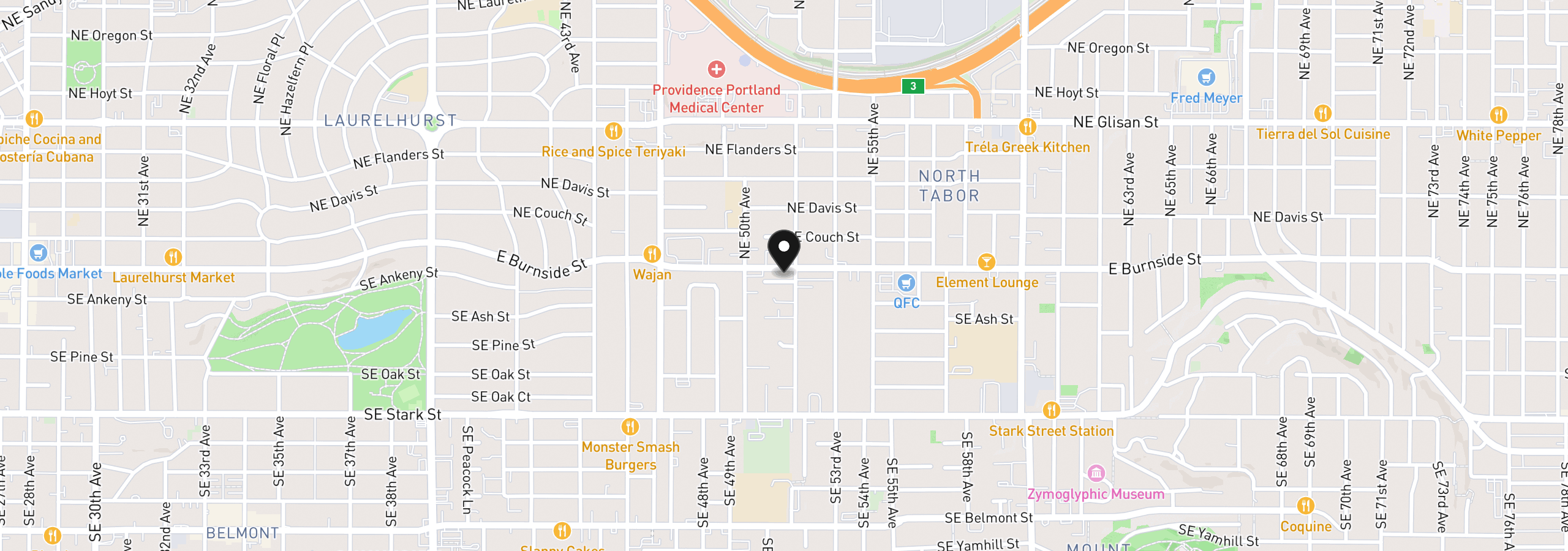 Map showing the location of 5129 SE Ankeny St, Portland, OR 97215