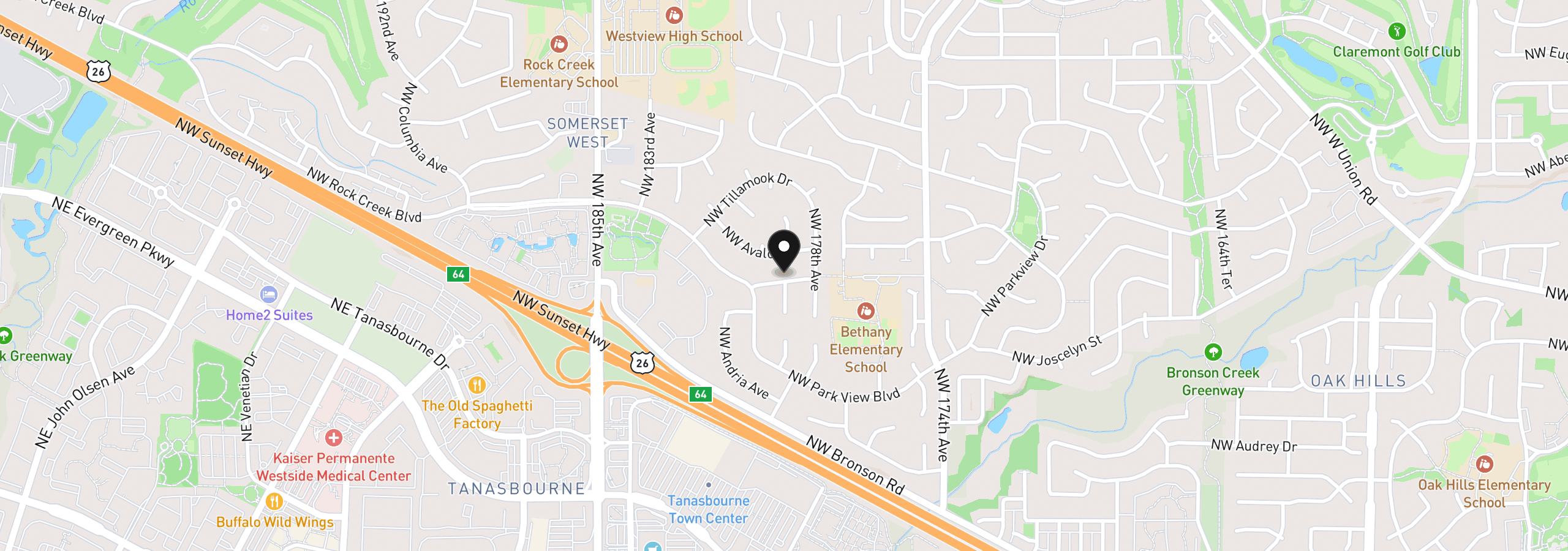 Map showing the location of 17905 NW Arcadia St, Portland, OR 97229