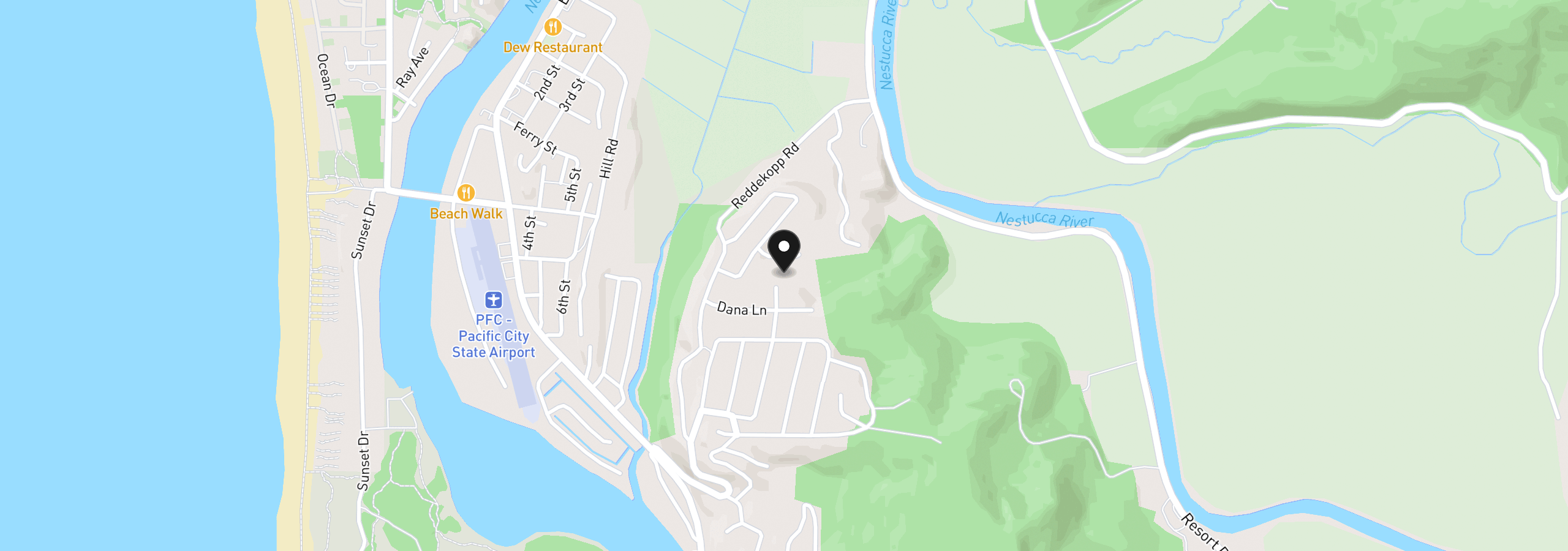 Map showing the location of 7300 Valley View Dr, Pacific City, OR 97135