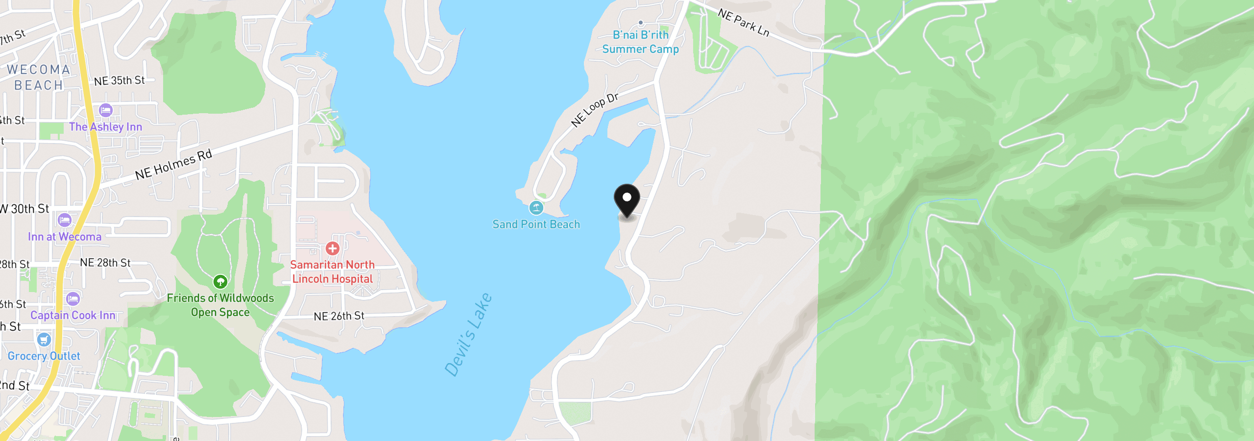 Map showing the location of 2871 NE East Devils Lake Rd, Otis, OR 97368