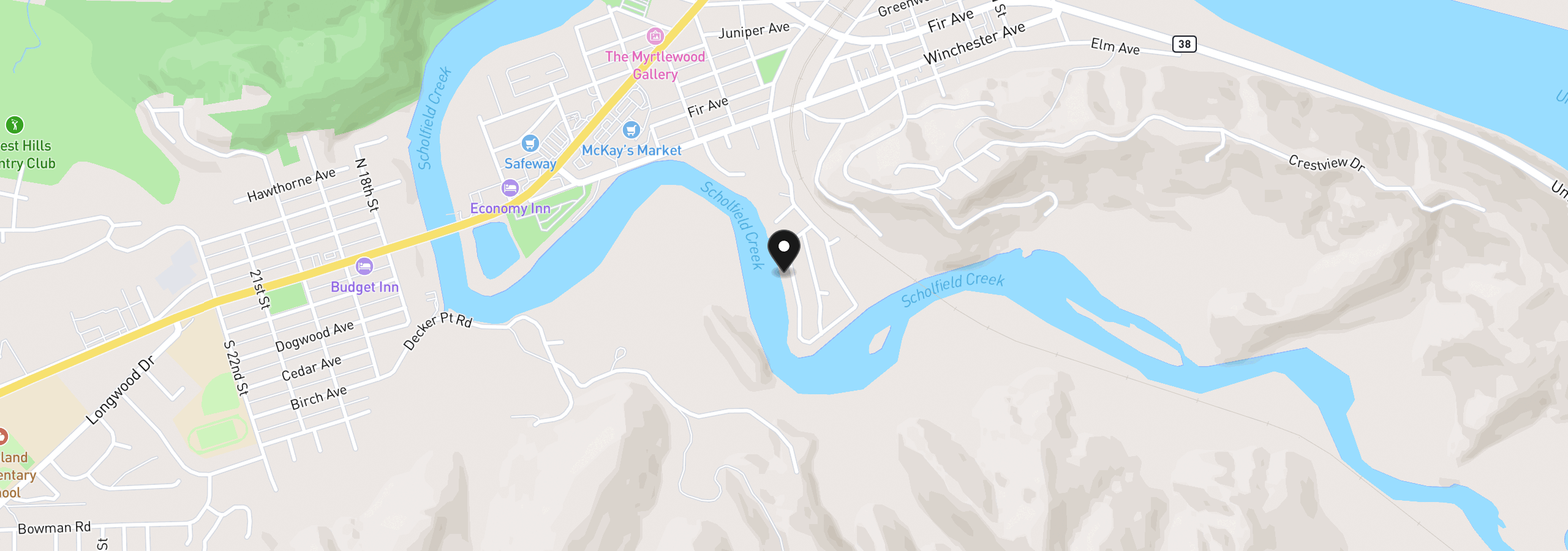 Map showing the location of 100 River Bend Rd 23, Reedsport, OR 97467