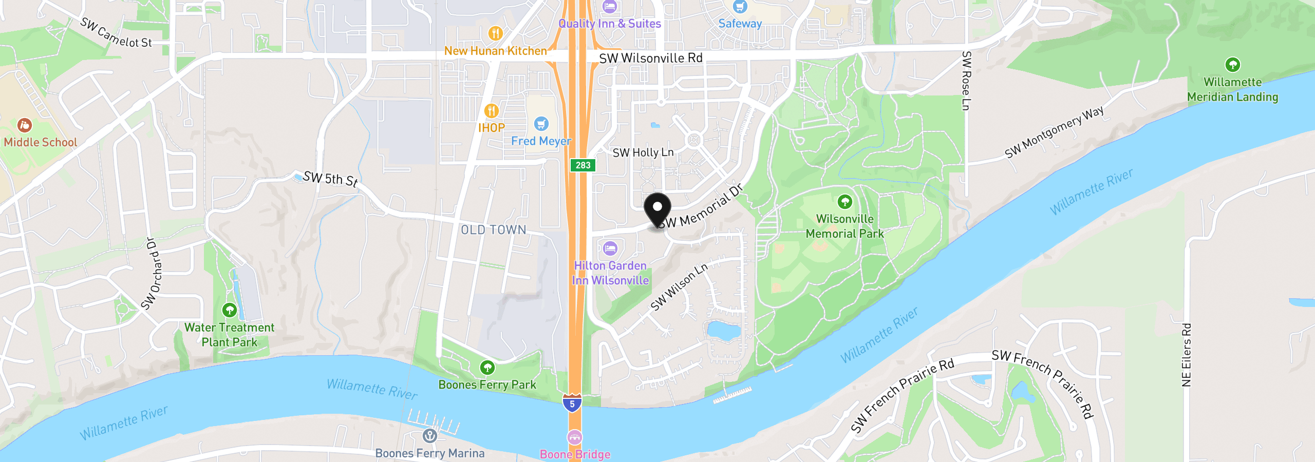 Map showing the location of 8670 SW Rogue Ln, Wilsonville, OR 97070