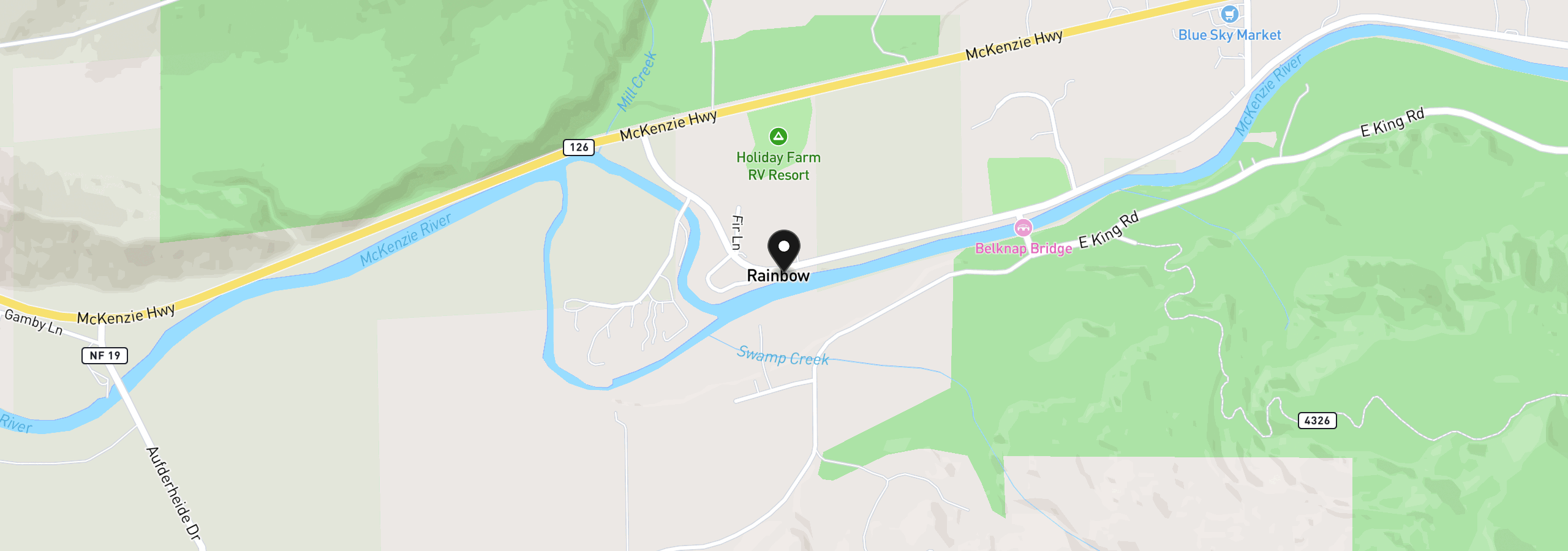 Map showing the location of 54460 McKenzie River Dr, Blue River, OR 97413