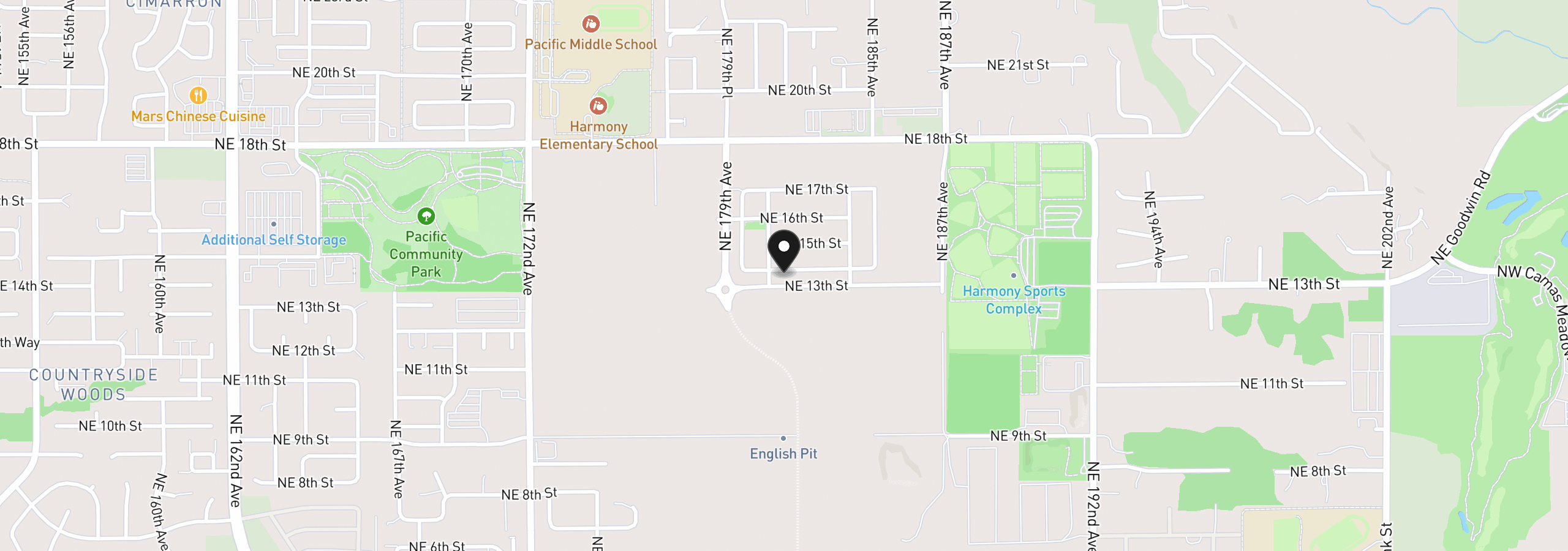 Map showing the location of 18105 NE 14th St, Vancouver, Wa 98684