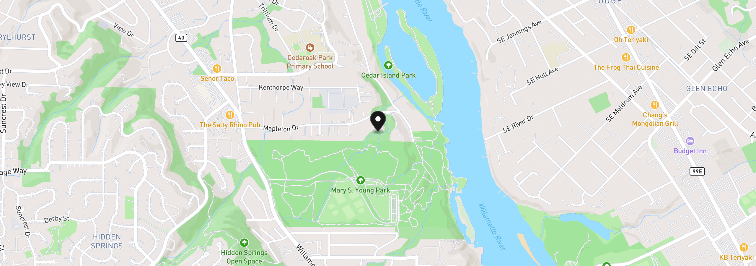 Map showing the location of 4600 Mapleton Dr, West Linn, OR 97068