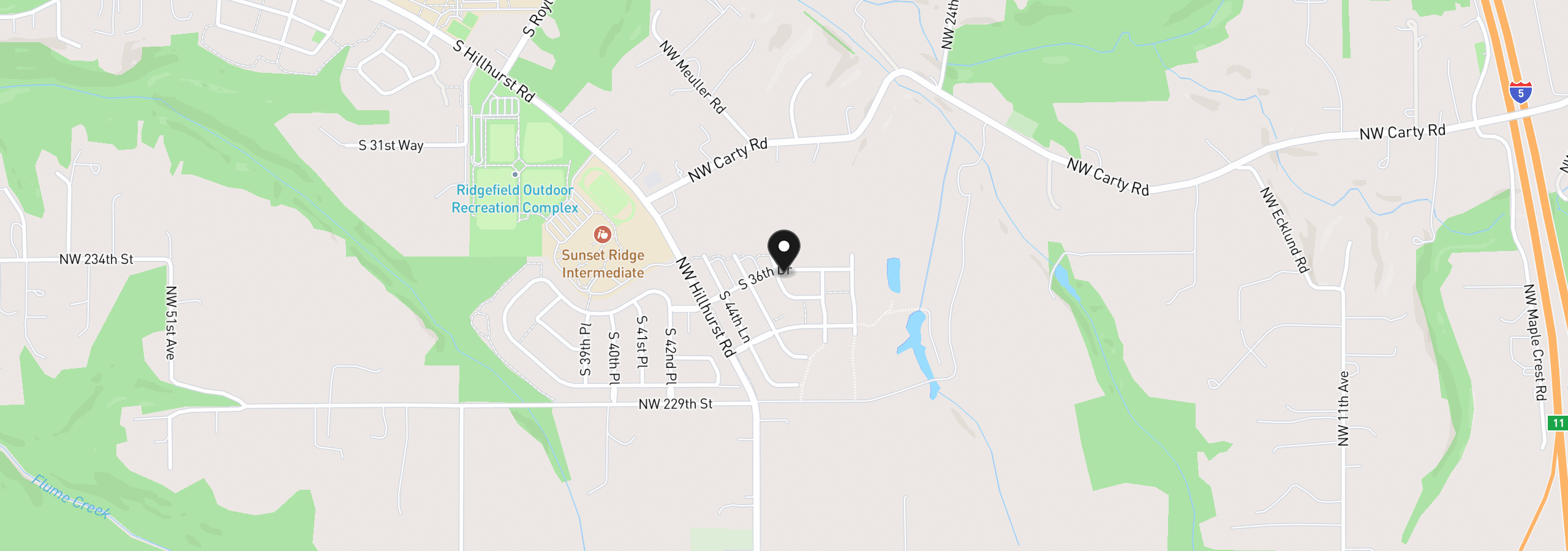 Map showing the location of 4728 S 36th Dr, Ridgefield, Wa 98642