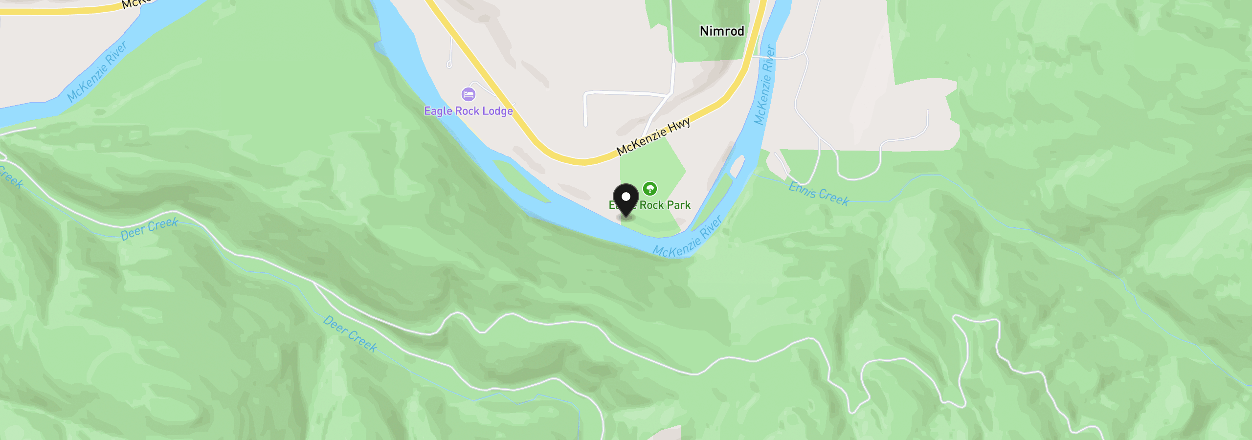 Map showing the location of 49380 McKenzie Hwy, Vida, OR 97488