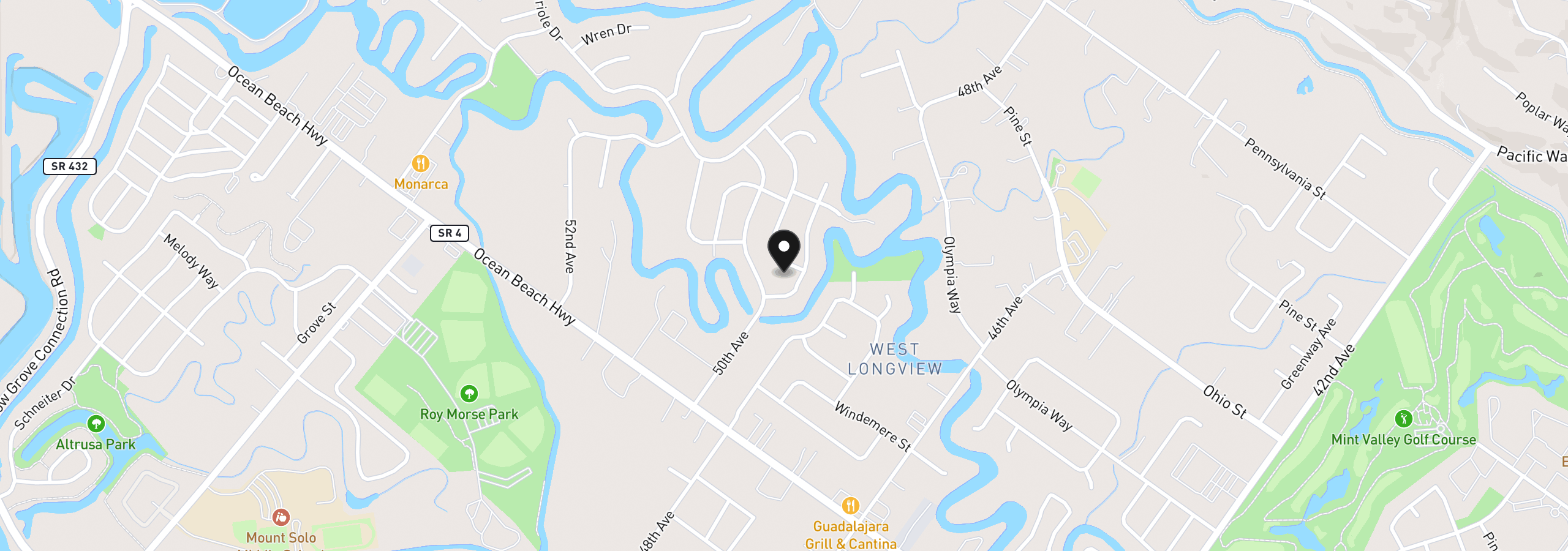 Map showing the location of 2419 Hickory Ave, Longview, Wa 98632