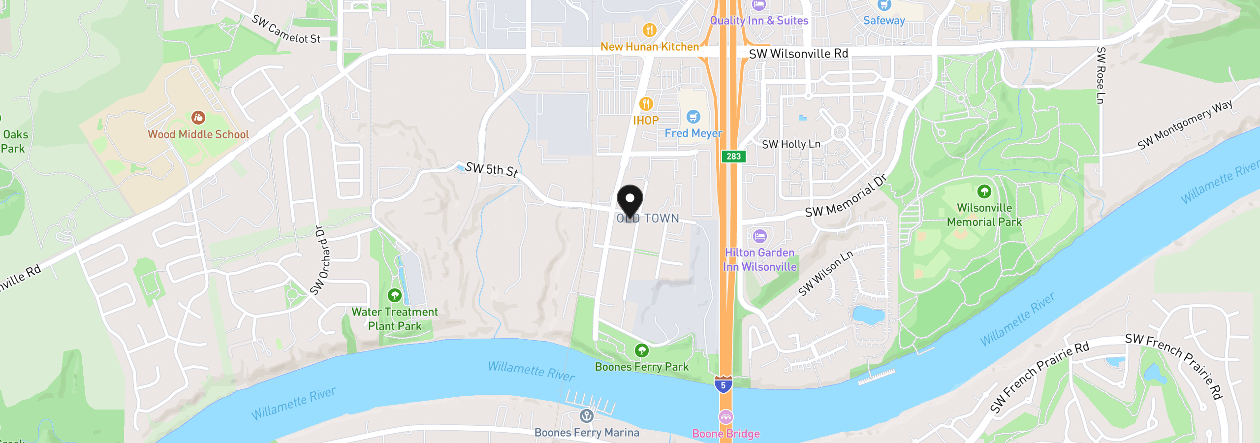 Map showing the location of 30725 SW Magnolia Ave, Wilsonville, OR 97070