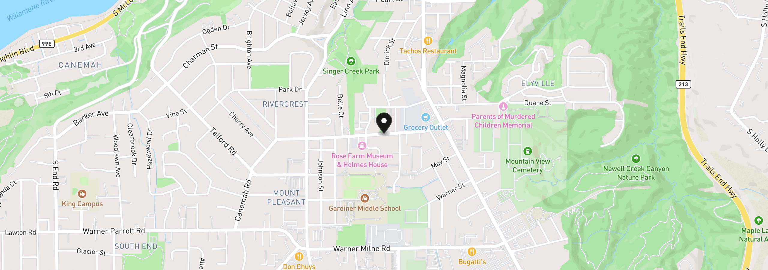Map showing the location of 570 Holmes Ln, Oregon City, OR 97045