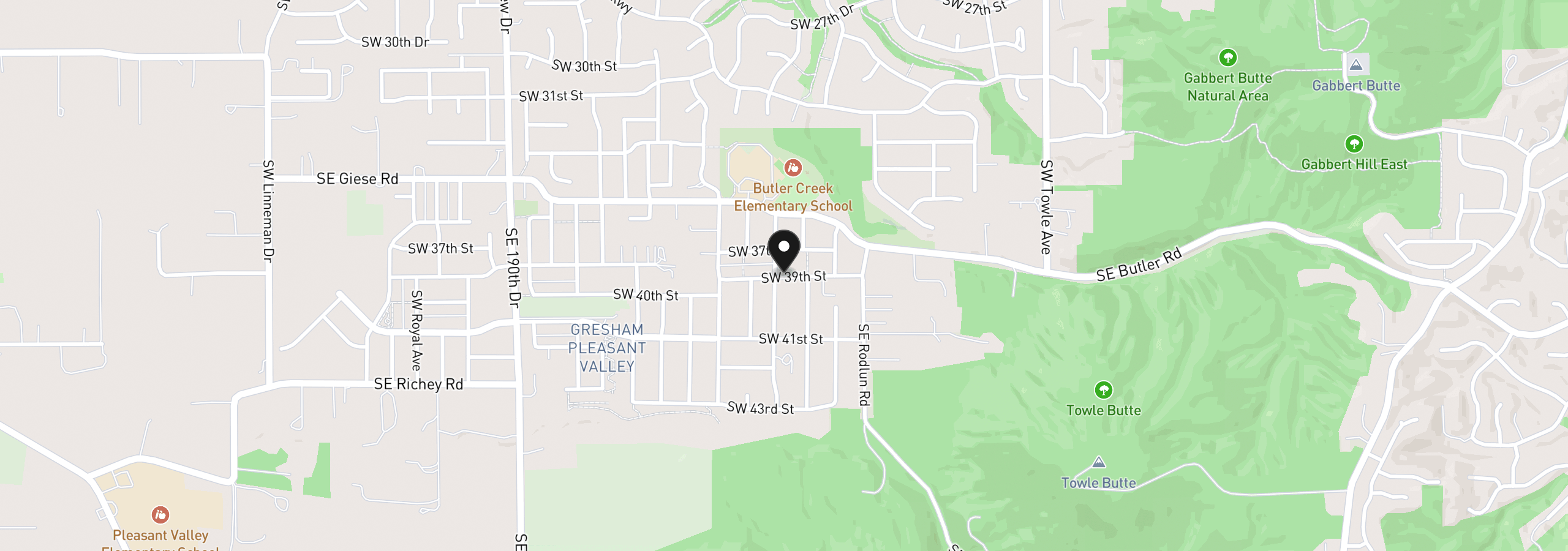 Map showing the location of 2449 SW 39th St, Gresham, OR 97080