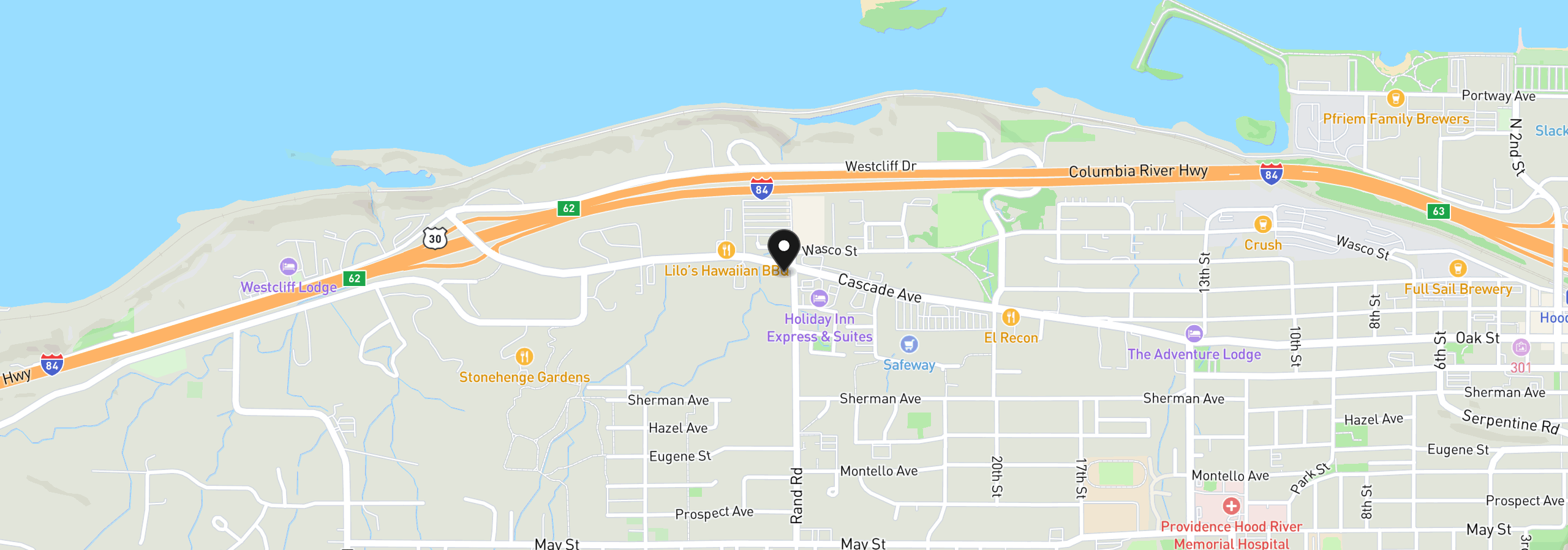 Map showing the location of 2727 Cascade Ave, Hood River, OR 97031