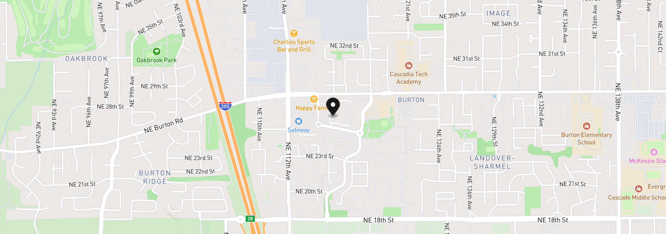 Map showing the location of 2613 NE 115th Pl, Vancouver, Wa 98684