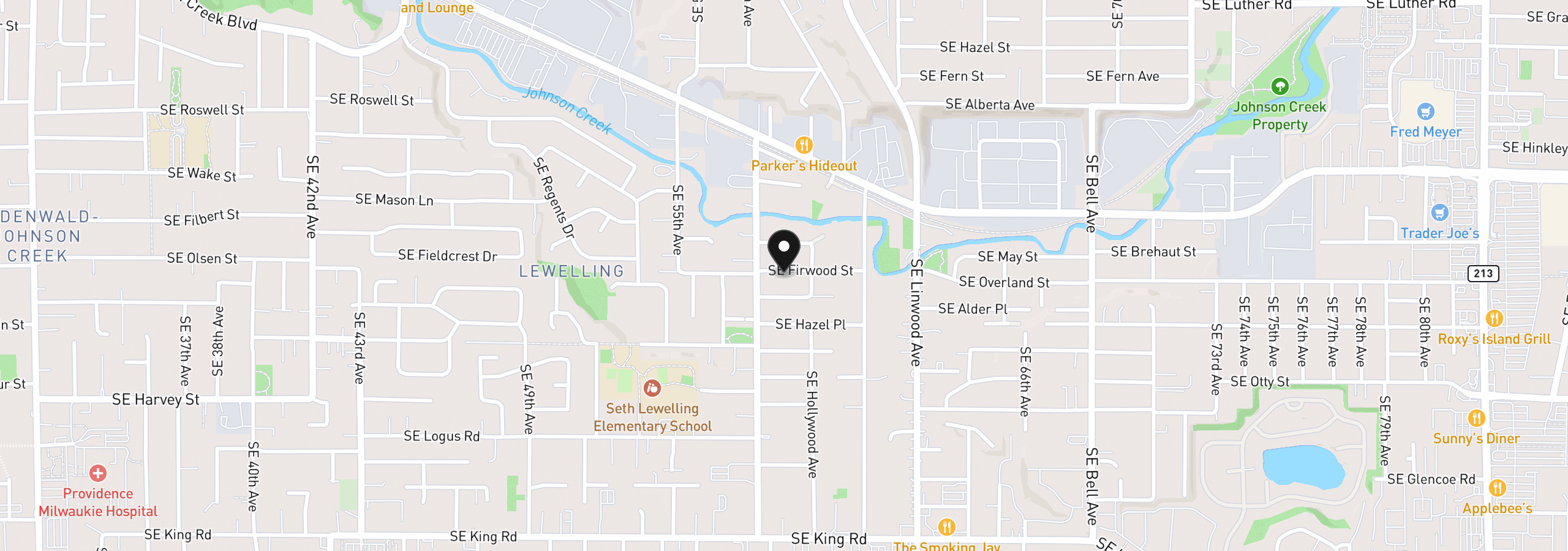 Map showing the location of 5816 SE Firwood St, Milwaukie, OR 97222