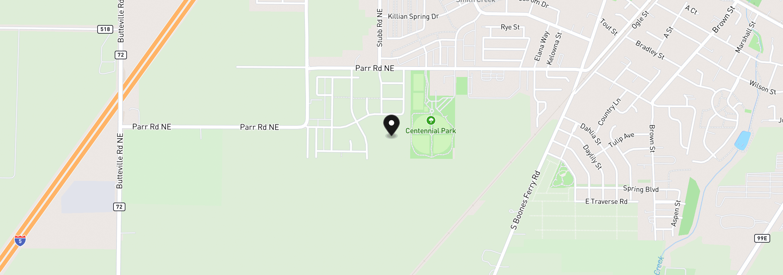 Map showing the location of 9008 NE Parr Rd, Woodburn, OR 97071