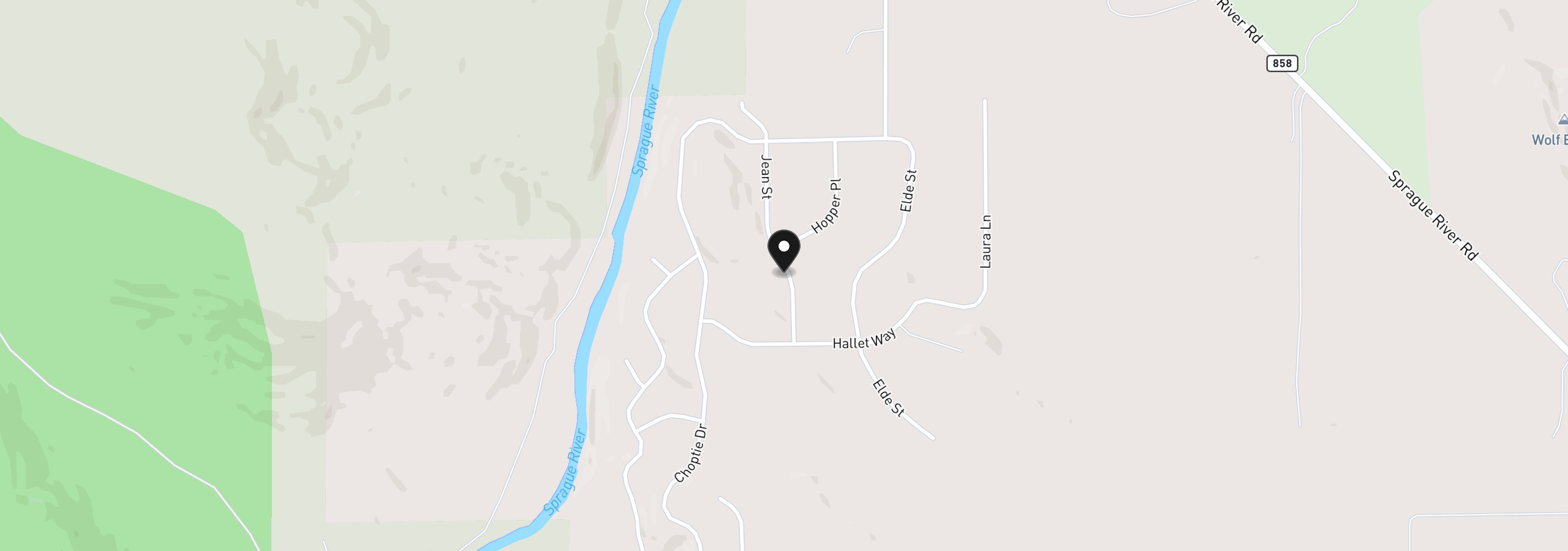 Map showing the location of Jean St 18, Chiloquin, OR 97624