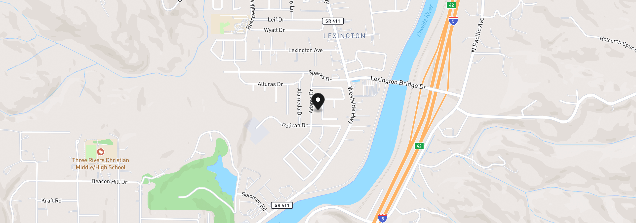 Map showing the location of 106 Mission Rd, Kelso, Wa 98626