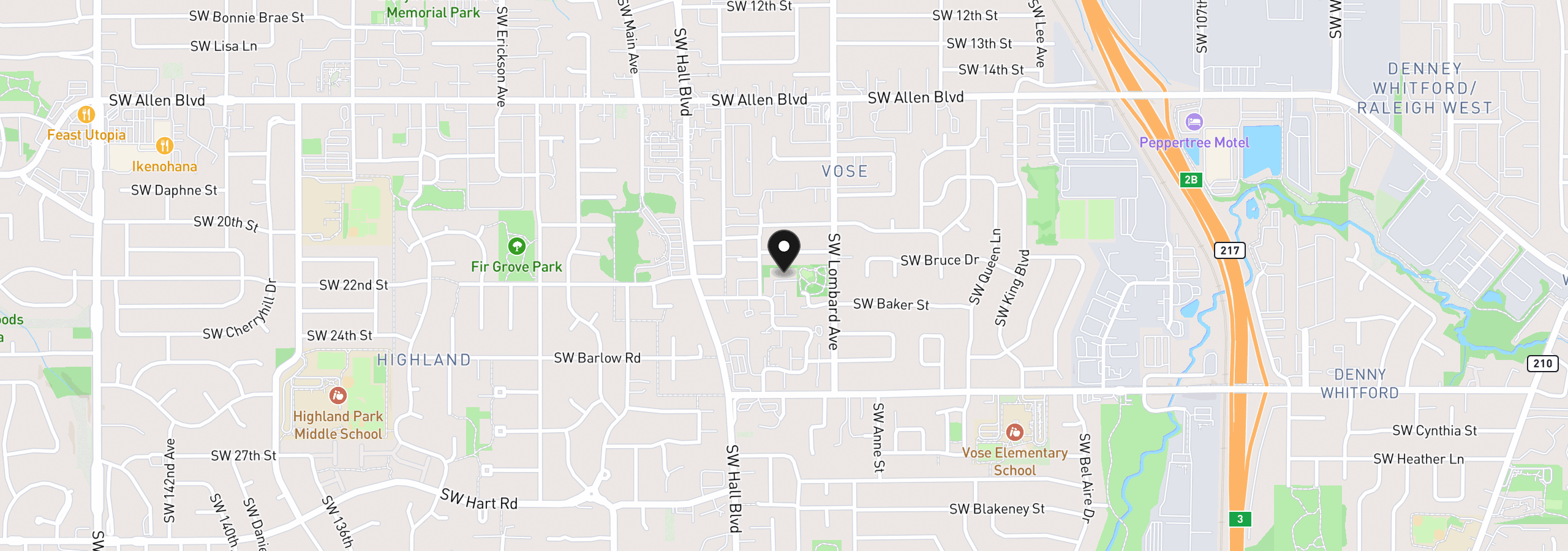 Map showing the location of 6644 SW Sussex St, Beaverton, OR 97008