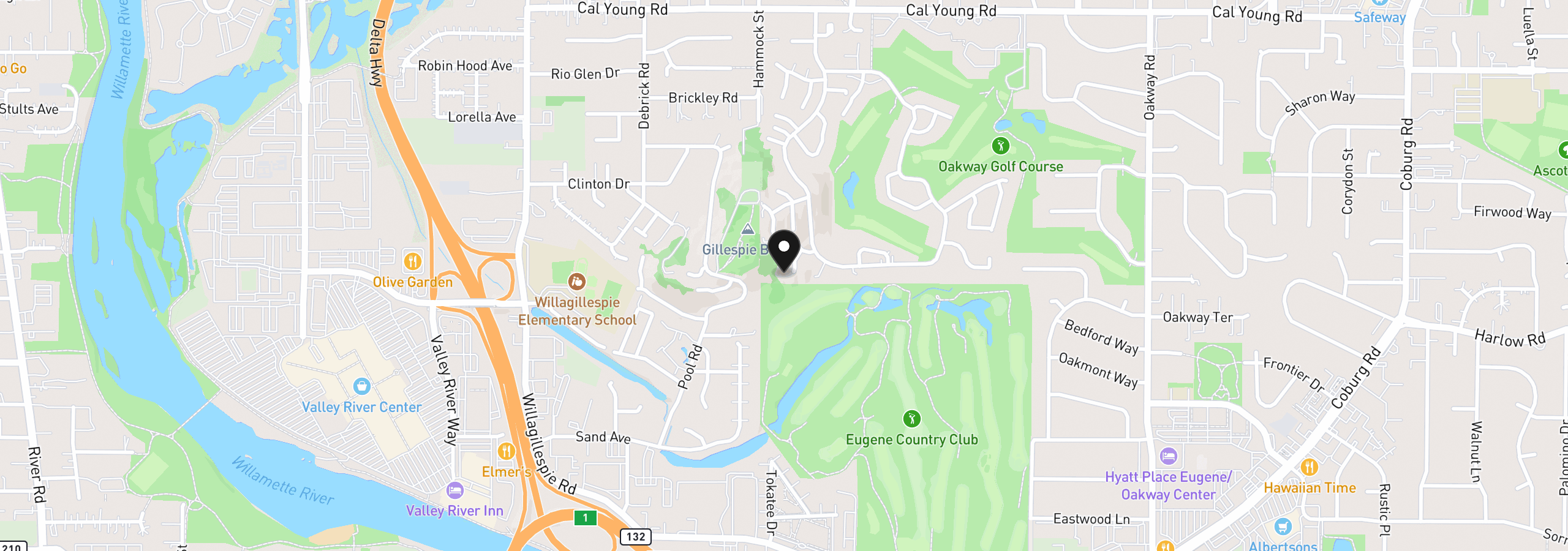 Map showing the location of 541 Spyglass Dr, Eugene, OR 97401