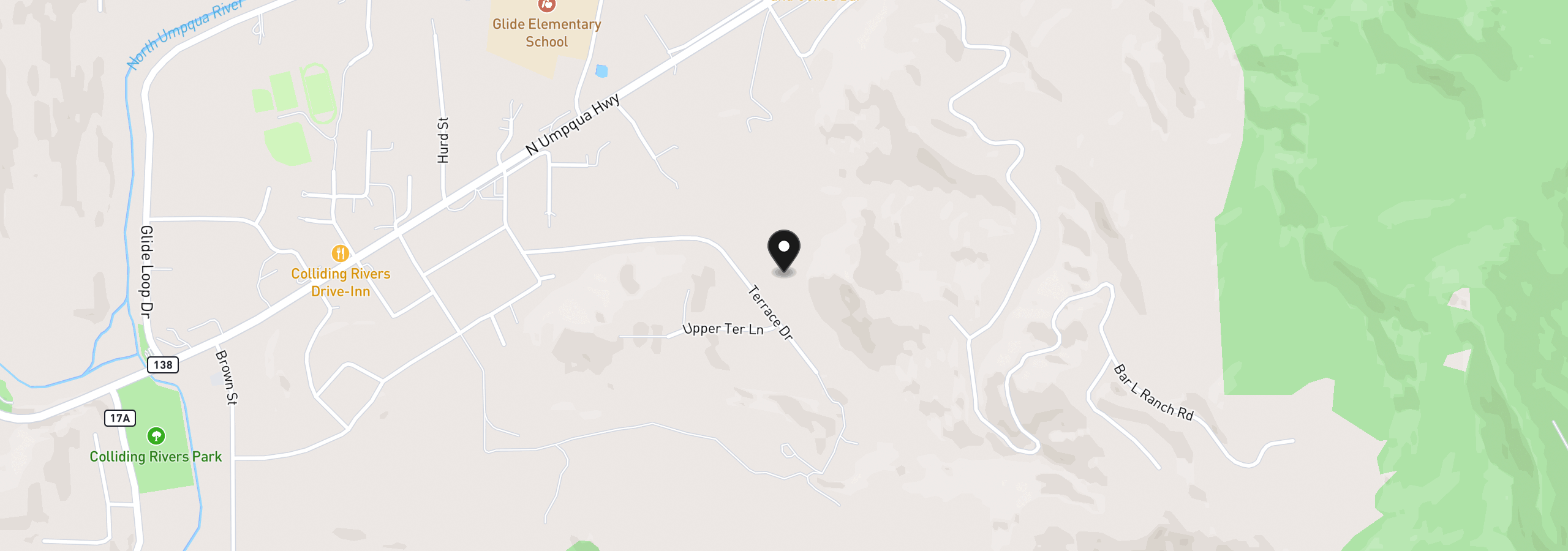 Map showing the location of 610 Terrace Dr, Glide, OR 97443