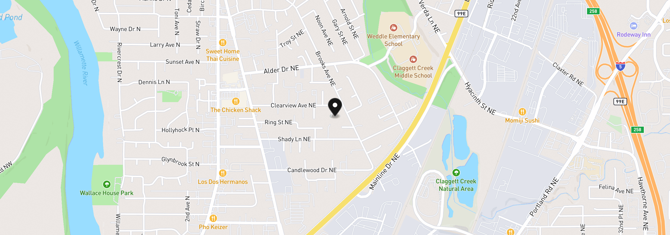 Map showing the location of 3766 Clearview Ct, Keizer, OR 97303