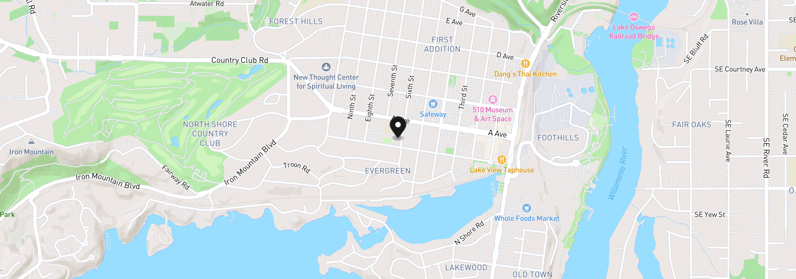 Map showing the location of 330 6th St, Lake Oswego, OR 97034