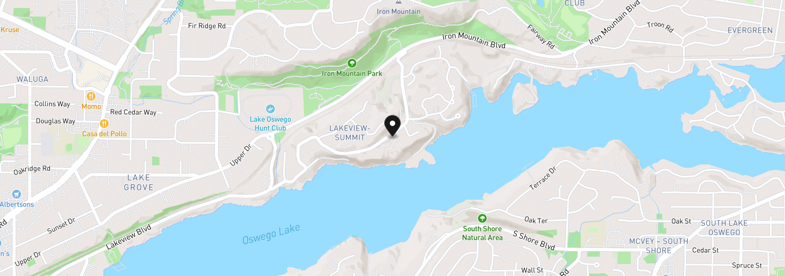 Map showing the location of 15800 Oswego Shore Ct, Lake Oswego, OR 97034