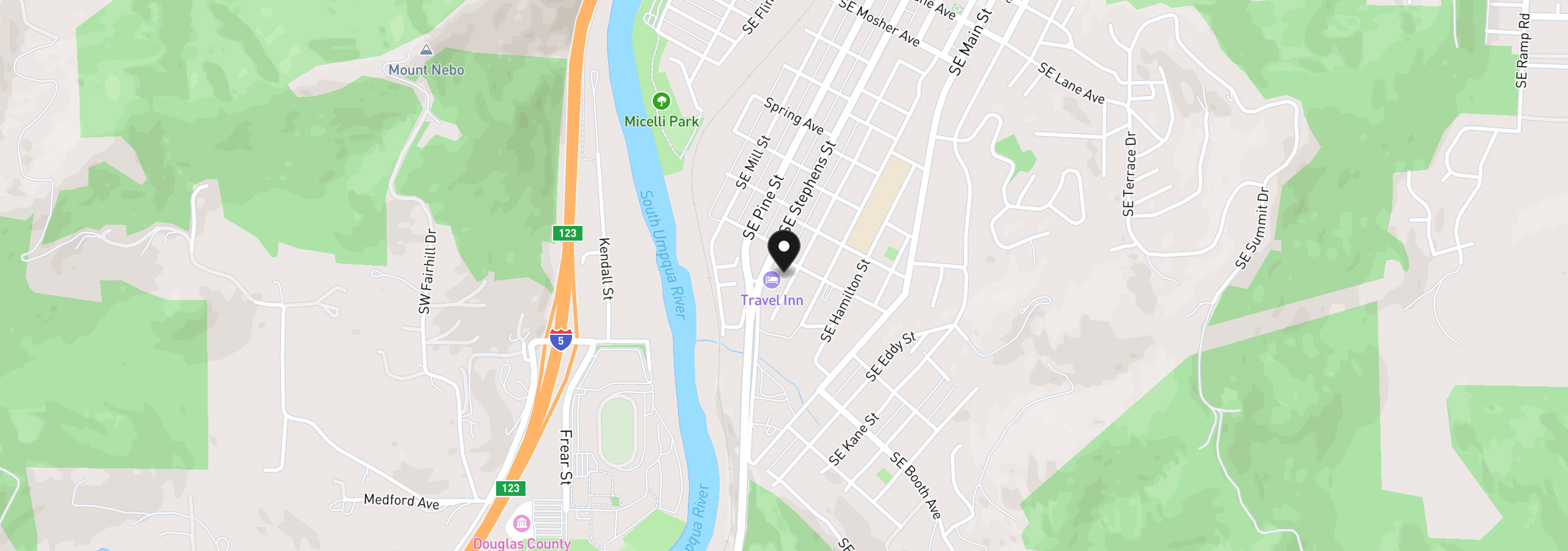 Map showing the location of 1618 SE Cobb St, Roseburg, OR 97470