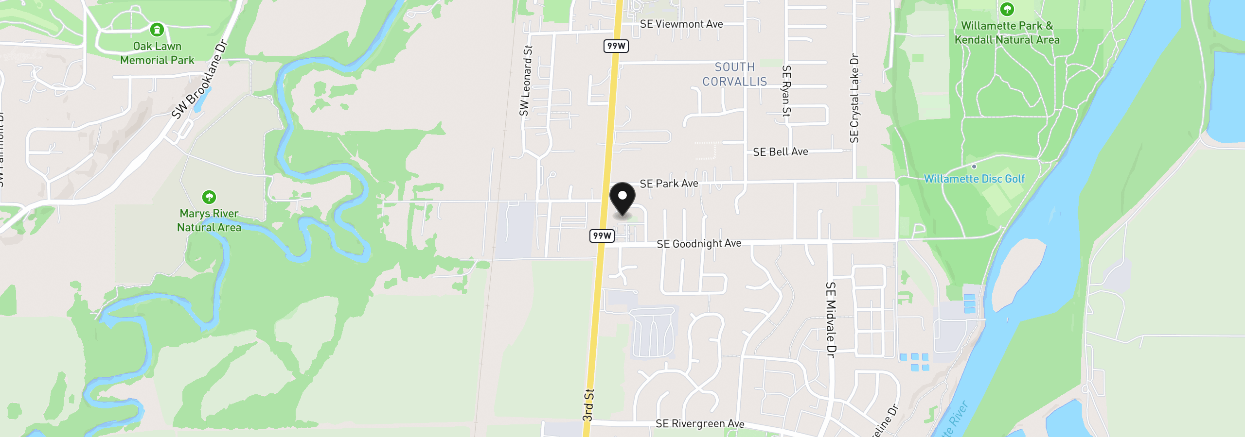 Map showing the location of 175 SE Jensen Pl, Corvallis, OR 97333