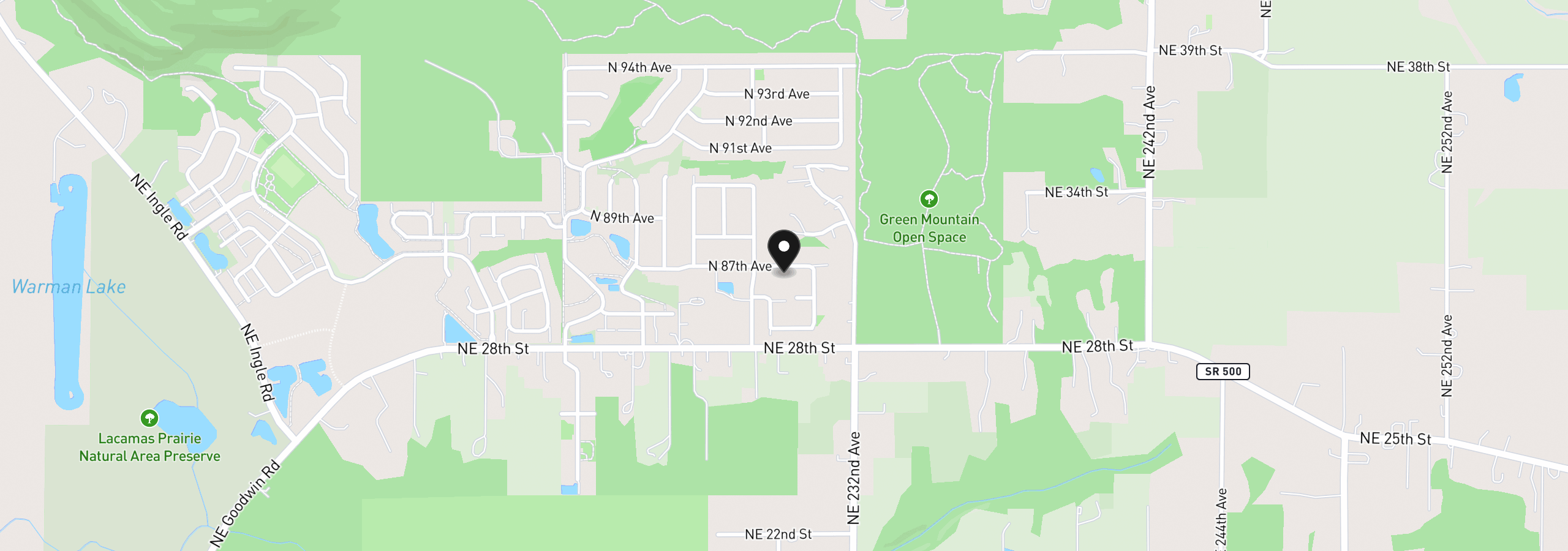 Map showing the location of 5486 N 88th Ave, Camas, Wa 98607