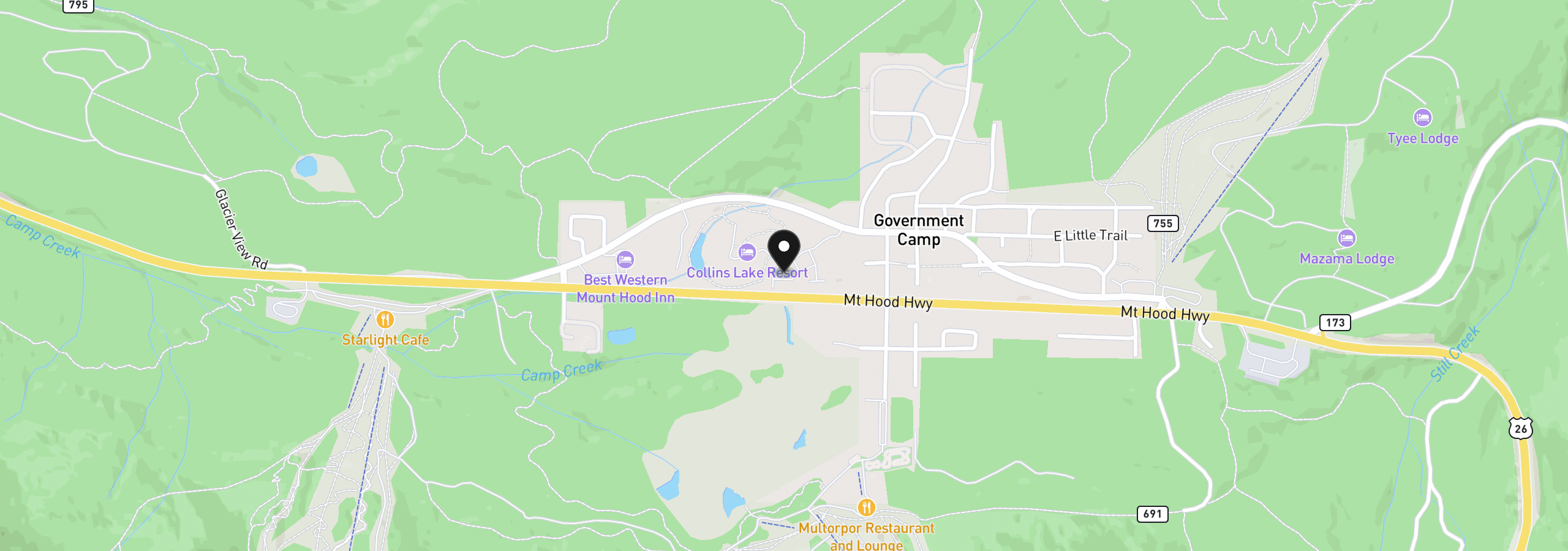 Map showing the location of 87947 E Alpenglow Ln 65, Government Camp, OR 97028