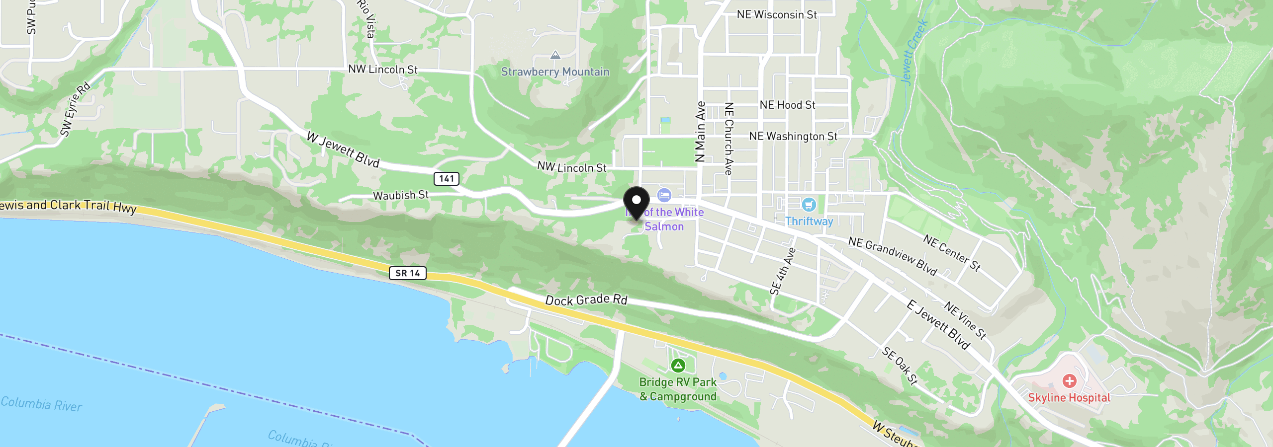 Map showing the location of 102 SW Garfield Ave, White Salmon, Wa 98672