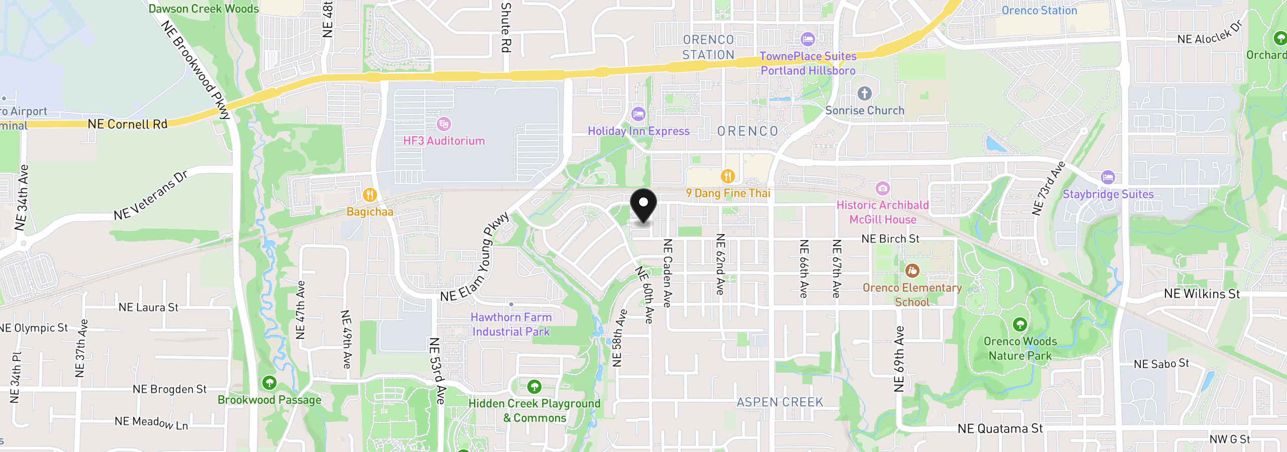 Map showing the location of 6026 NE Maidstone St, Hillsboro, OR 97124