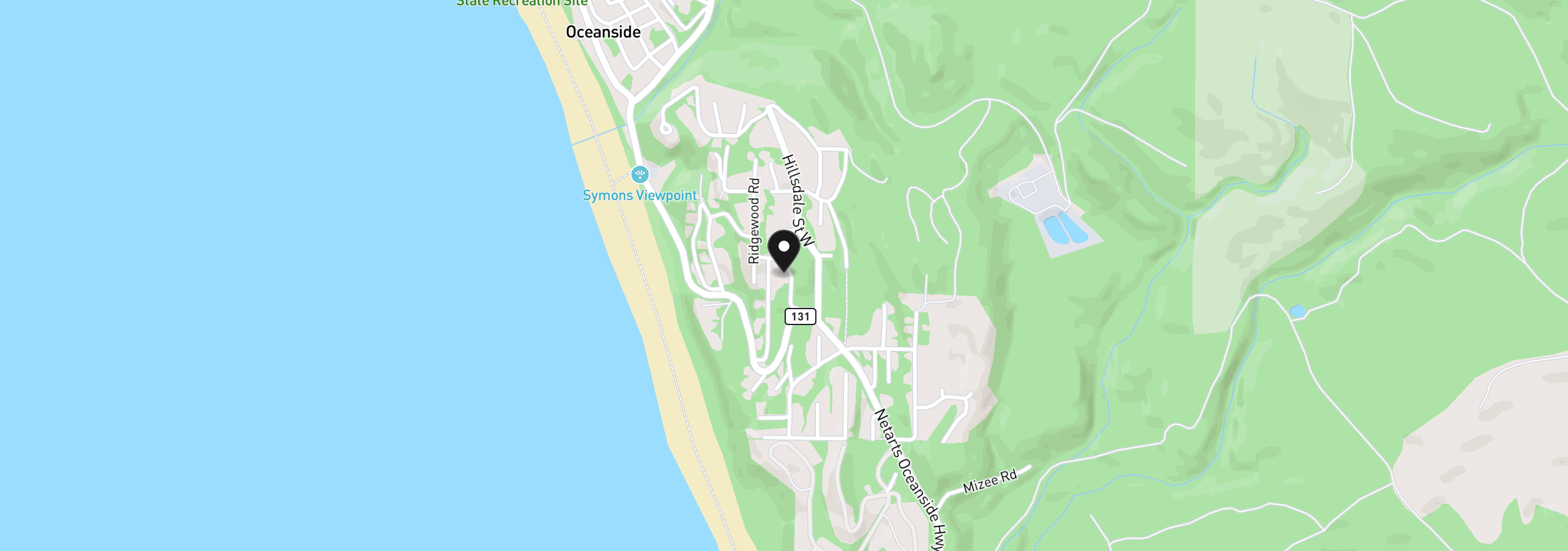 Map showing the location of 520 Avalon Way, Oceanside, OR 97134