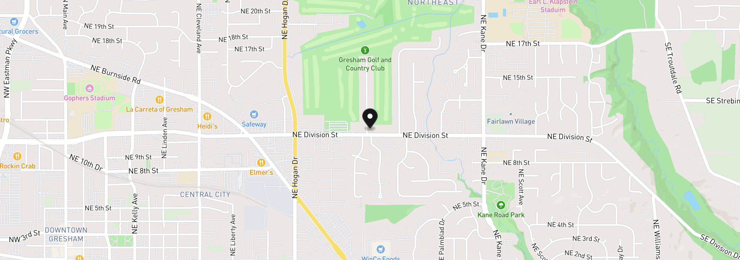 Map showing the location of 2345 NE Division St, Gresham, OR 97030