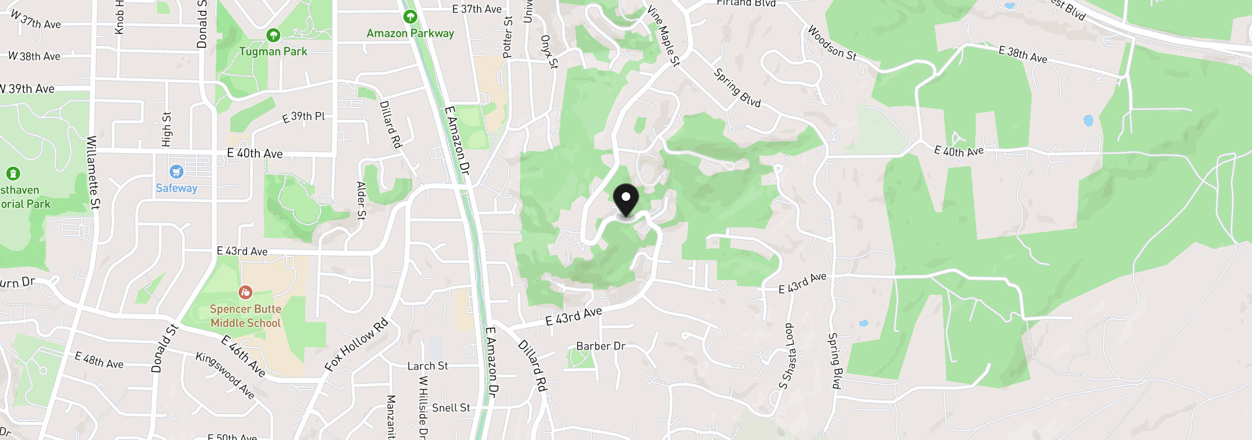Map showing the location of N Shasta Loop, Eugene, OR 97405