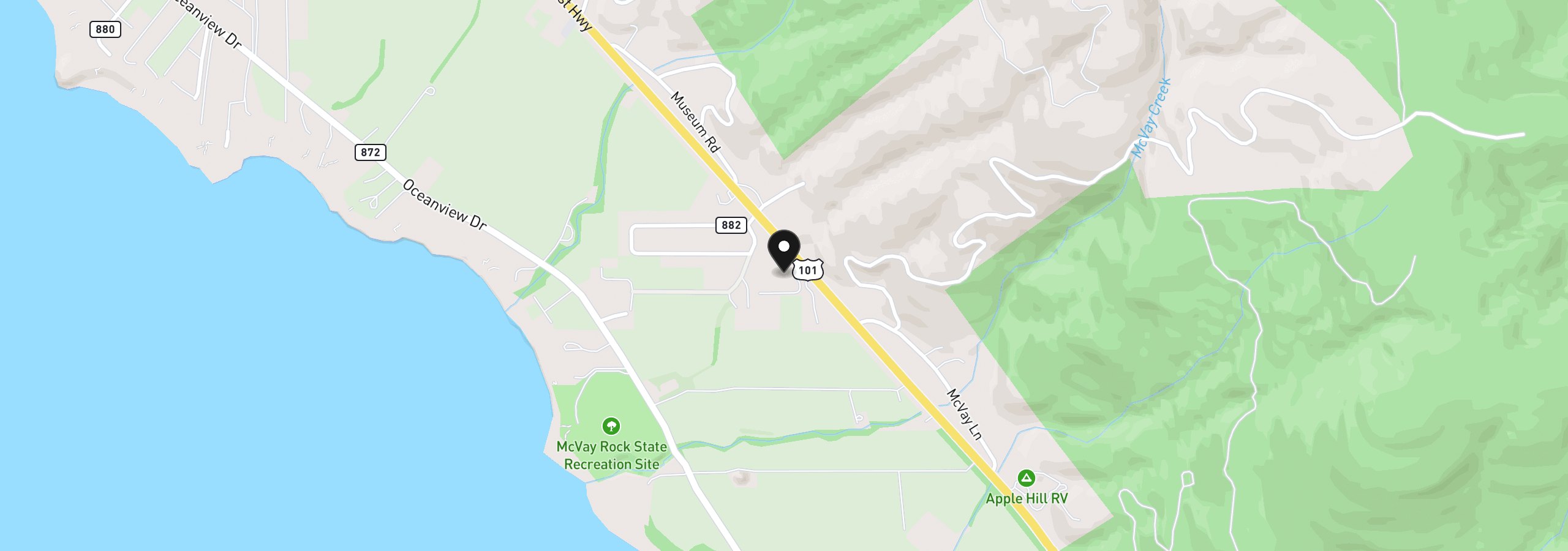 Map showing the location of 15282 Highway 101, Brookings, OR 97415