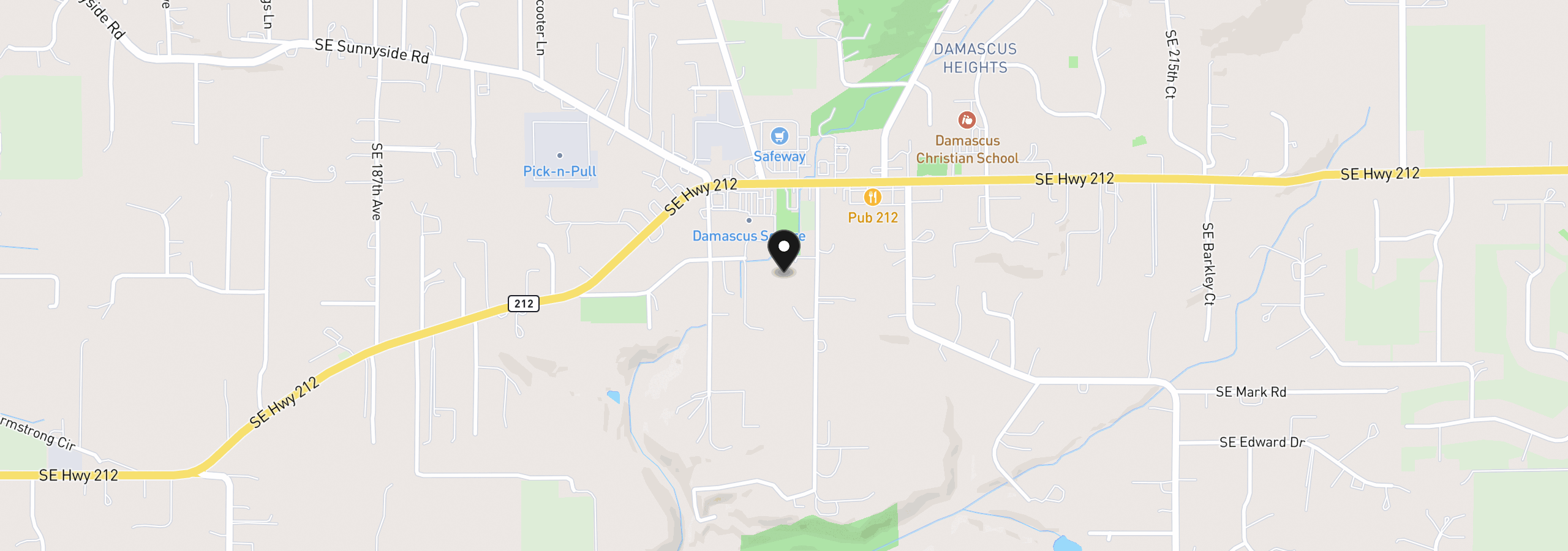 Map showing the location of 14840 SE 202nd Ave, Damascus, OR 97089