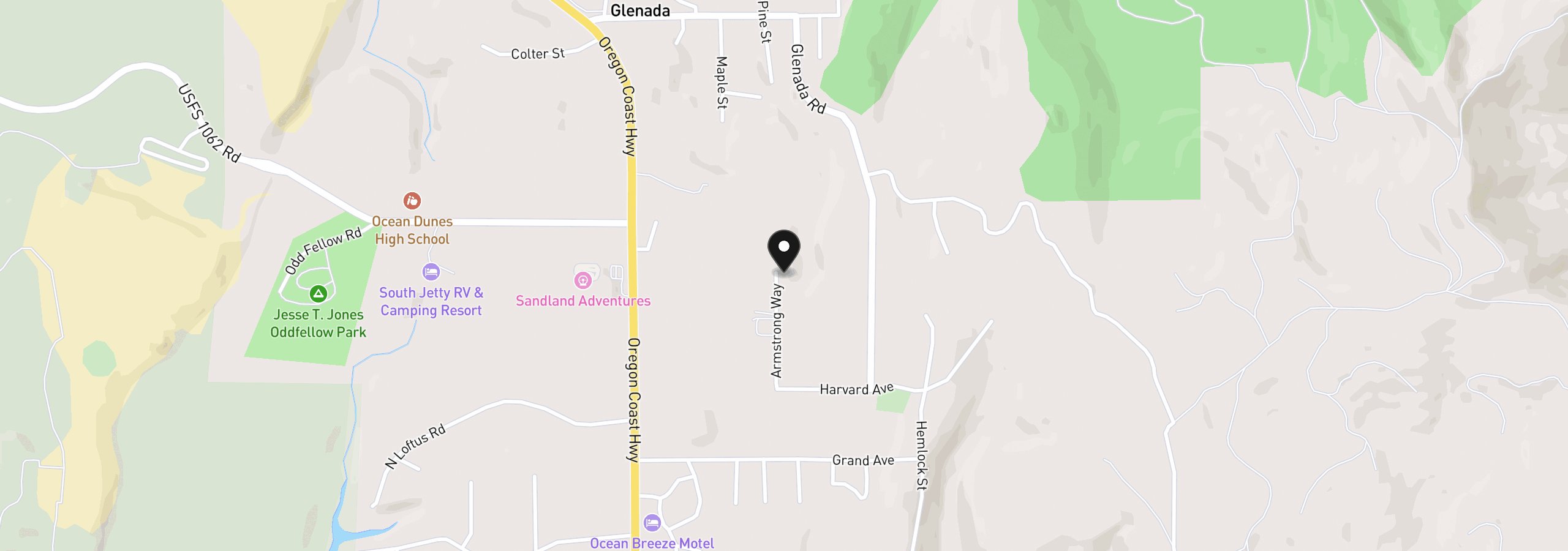 Map showing the location of 85405 Armstrong Way, Florence, OR 97439