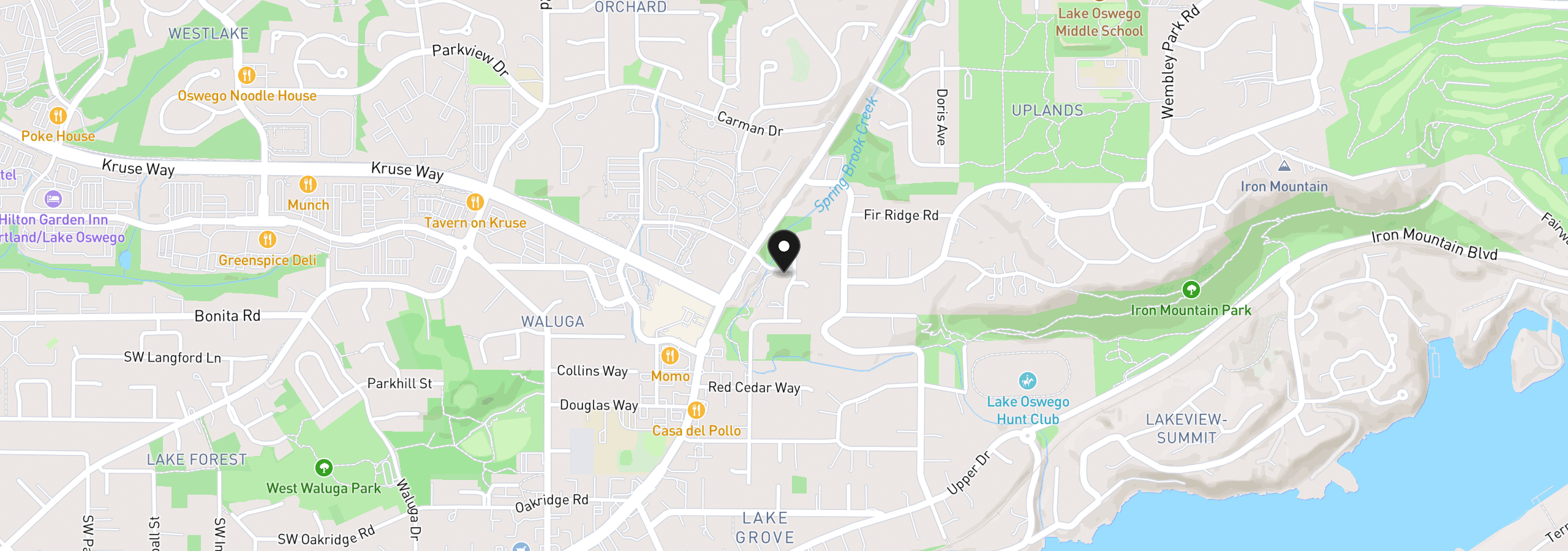 Map showing the location of 3600 Spring Ln, Lake Oswego, OR 97035