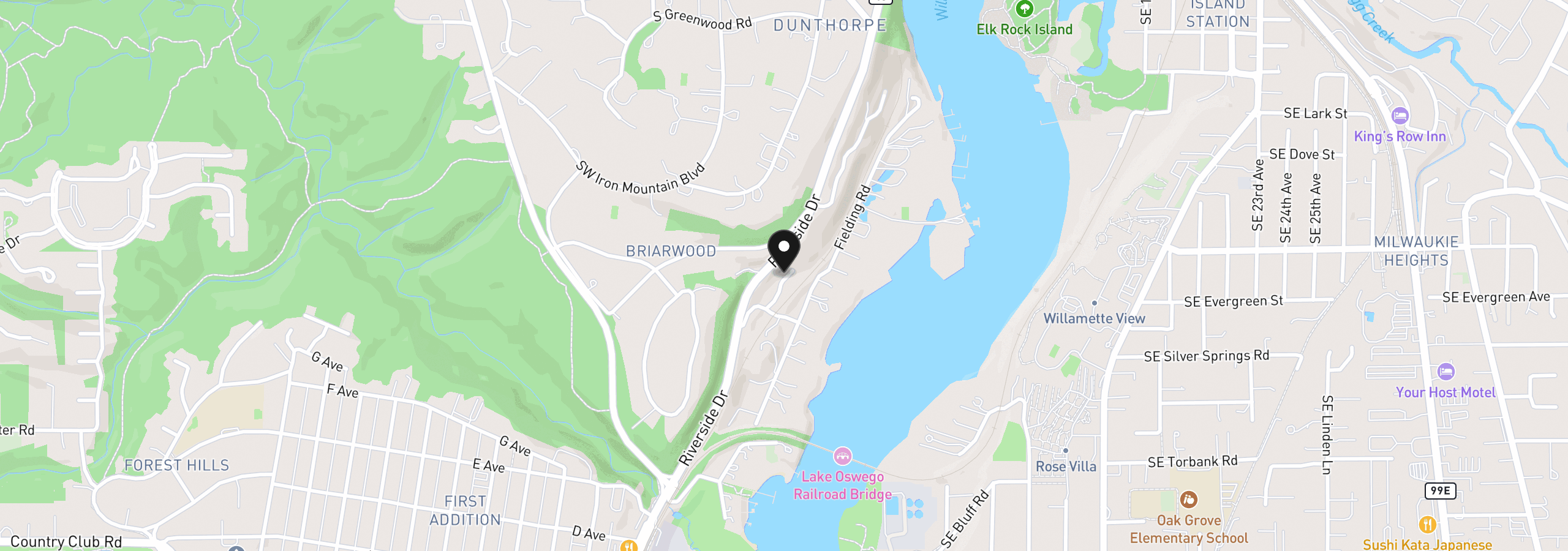 Map showing the location of 13344 Briarwood Ln, Lake Oswego, OR 97034